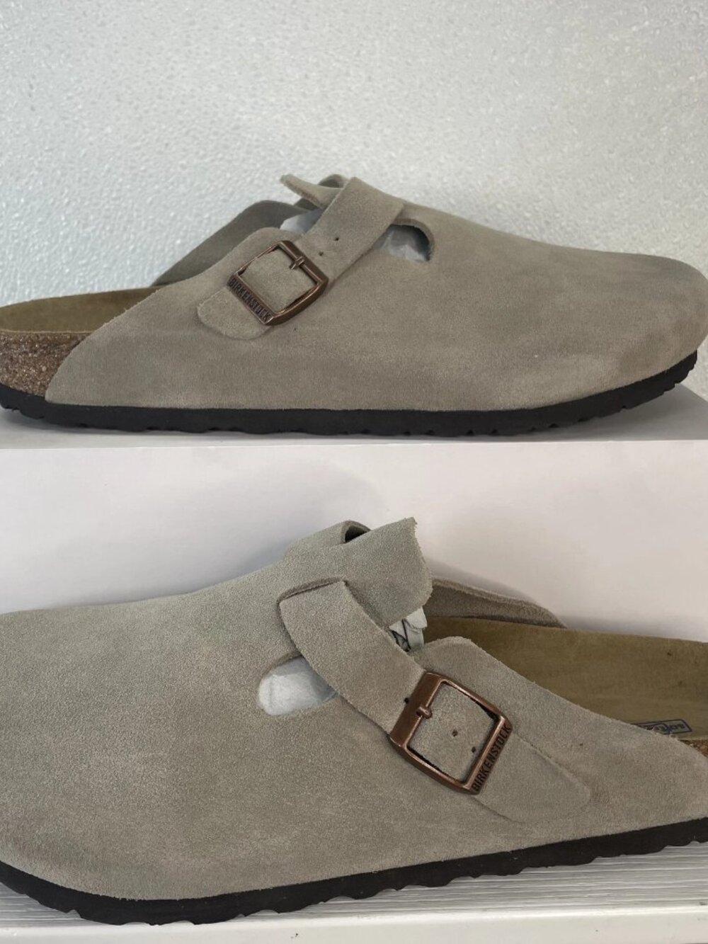 Birkenstock Unisex Size M 8 W10 Boston BS Slip In Clogs Taupe Suede Soft Footbed - Picture 6 of 6